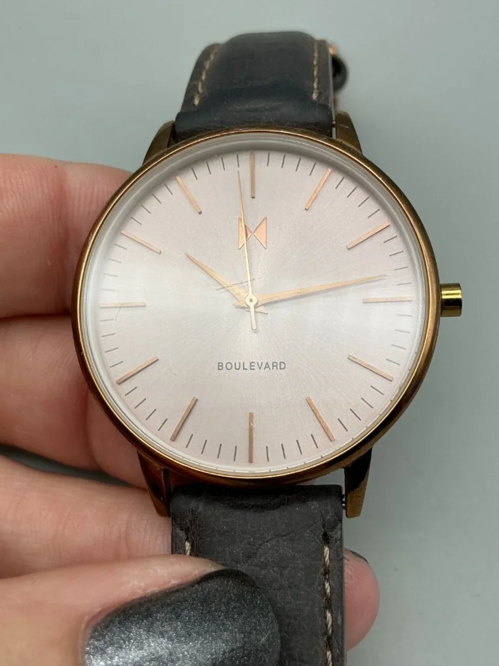 MVMT Boulevard Santa Monica Womens Watch 38mm Rose Gold Tone Leather New Battery